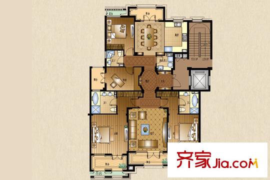 運河一品3戶型 4室2廳3衛(wèi)1廚