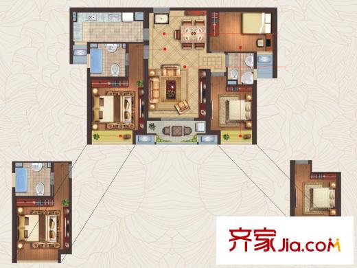 三盛國(guó)際廣場(chǎng)B2戶(hù)型 3室2廳2衛(wèi)1廚