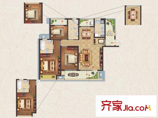 三盛國(guó)際廣場(chǎng)A1戶(hù)型 3室2廳2衛(wèi)1廚