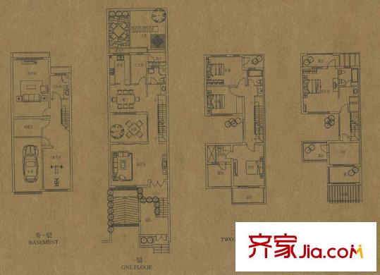 林溪山莊聯(lián)排別墅B戶型 4室3廳4衛(wèi)1廚