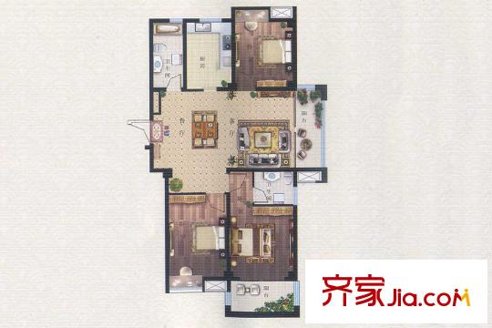 集成居小高層雅室珍藏戶型 3室2廳2衛(wèi)1廚