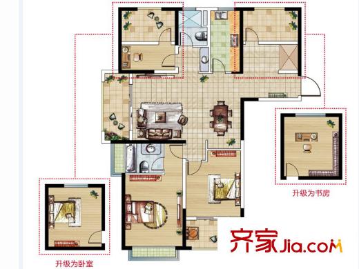 儀征帝景藍灣S1戶型 4室2廳2衛(wèi)1廚
