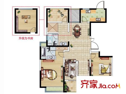 儀征帝景藍(lán)灣S4戶型 3室2廳2衛(wèi)1廚