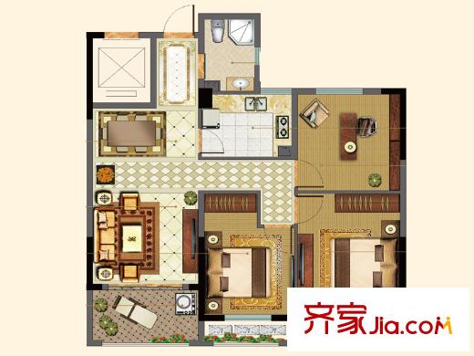 旺庭公館高層G戶型 3室2廳1衛(wèi)1廚