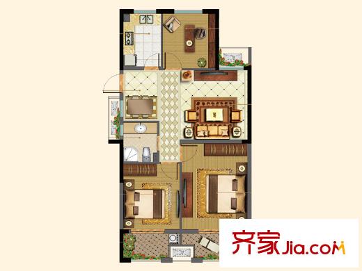 旺庭公館高層J戶型 3室2廳1衛(wèi)1廚