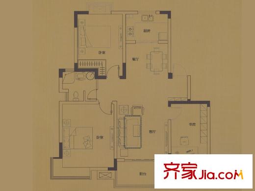 江揚(yáng)尚東國(guó)際三戶型 3室2廳1衛(wèi)1廚
