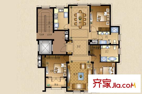 運河一品7戶型 3室2廳2衛(wèi)1廚