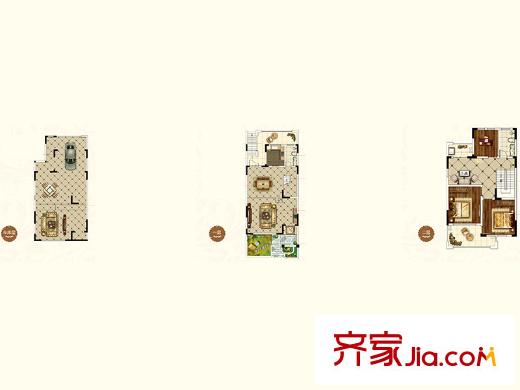 華信沁園聯(lián)排A1戶型 3室3廳2衛(wèi)1廚