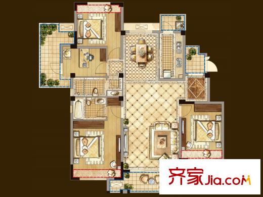 玫瑰園D2戶(hù)型 4室2廳2衛(wèi)1廚