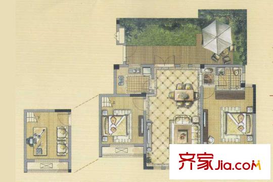 玫瑰園B1戶(hù)型 2室2廳1衛(wèi)1廚