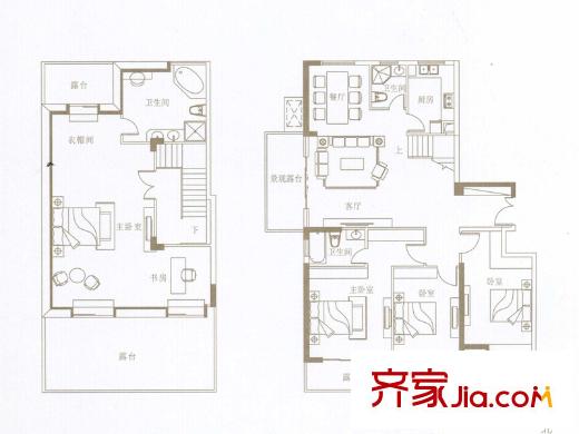 中集紫金文昌1A2戶型 4室2廳3衛(wèi)1廚