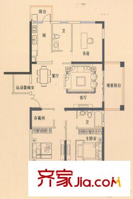 中集紫金文昌7E戶型 3室2廳2衛(wèi)1廚