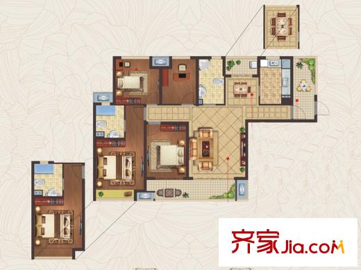 三盛國(guó)際廣場(chǎng)A2戶(hù)型 4室2廳2衛(wèi)1廚