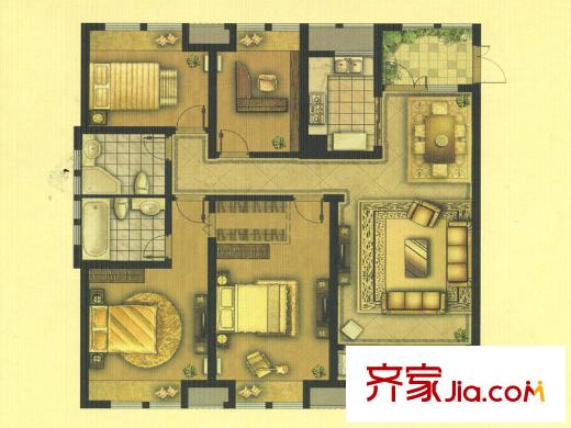 鴻舜御峰C戶型 4室2廳2衛(wèi)1廚