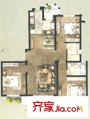 京華城中城四期B1戶型 3室2廳2衛(wèi)1廚