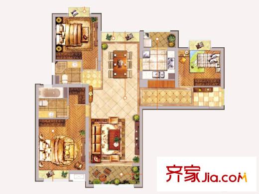 揚(yáng)州國(guó)際公館二期C1戶型 3室2廳2衛(wèi)1廚