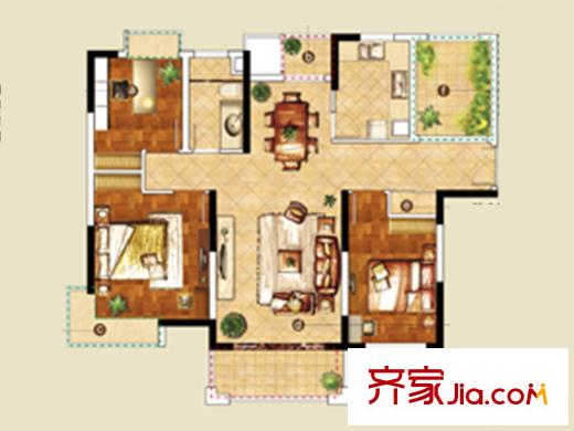 東方曼哈頓Ba-1戶(hù)型 3室2廳1衛(wèi)1廚