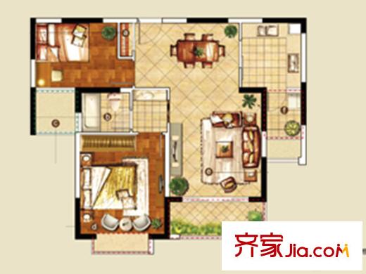 東方曼哈頓A2戶型 2室2廳1衛(wèi)1廚