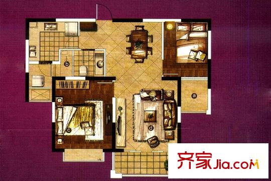 東方曼哈頓G-2戶型 2室2廳1衛(wèi)1廚