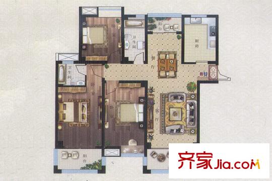 集成居小高層雅室佳境戶型 3室2廳2衛(wèi)1廚