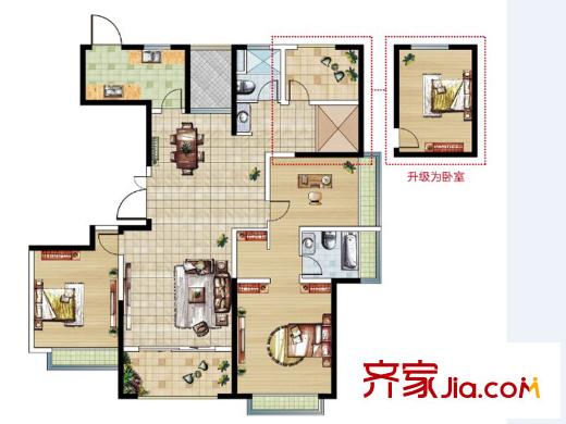 儀征帝景藍灣S5戶型 4室2廳2衛(wèi)1廚