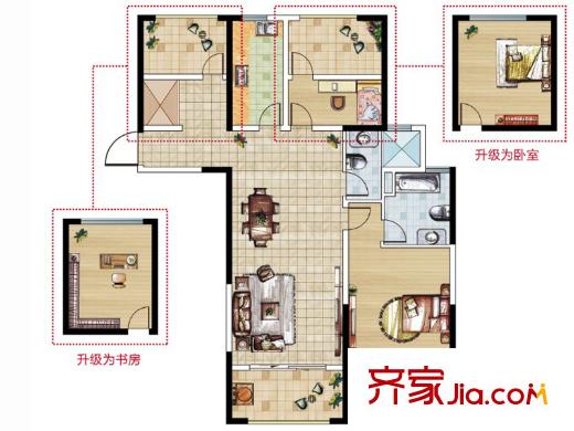 儀征帝景藍(lán)灣S3戶型 3室2廳2衛(wèi)1廚