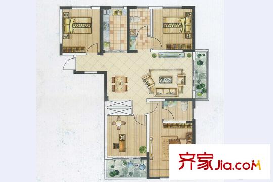 儀征帝景藍灣D1戶型 4室2廳2衛(wèi)1廚