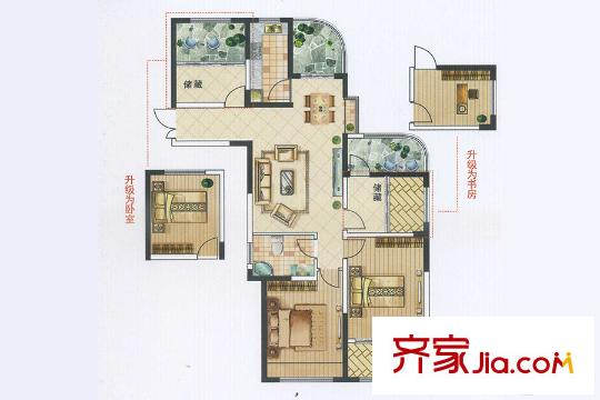 儀征帝景藍(lán)灣S1'戶型 4室2廳1衛(wèi)1廚