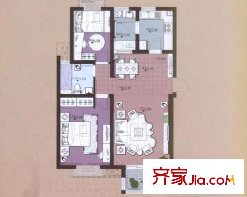 萬豪西花苑1B清風(fēng)和暢戶型 2室2廳1衛(wèi)1廚