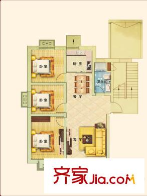 翠湖天地C戶型 3室2廳1衛(wèi)1廚