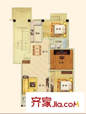 翠湖天地B戶型 3室2廳1衛(wèi)1廚