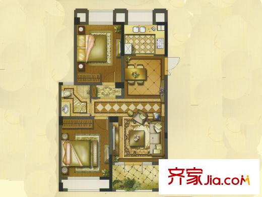 靜安陽光花都G-06戶型 2室2廳1衛(wèi)1廚