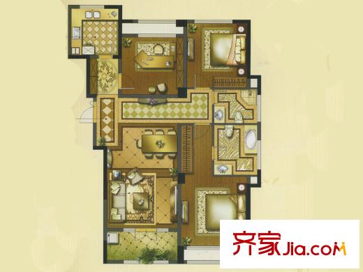 靜安陽光花都G-04戶型 3室2廳2衛(wèi)1廚