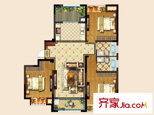 華建雅筑B2戶型 3室2廳2衛(wèi)1廚