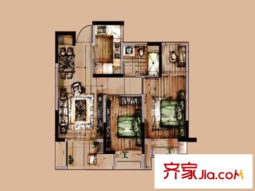 橡樹灣二期B-4戶型 2室2廳1衛(wèi)1廚