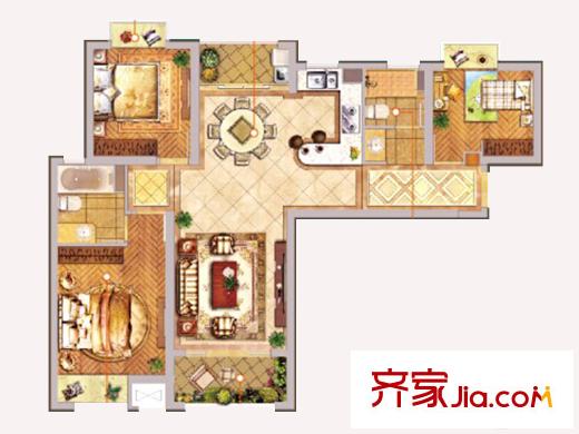 揚(yáng)州國(guó)際公館二期B1戶型 3室2廳2衛(wèi)1廚