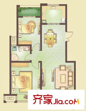 首開水印西堤G1戶型 2室2廳1衛(wèi)1廚