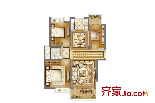 雅居樂(lè)國(guó)際君闊A戶型 3室2廳1衛(wèi)1廚
