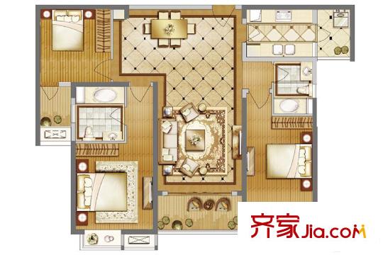雅居樂國際君闊C戶型 3室2廳2衛(wèi)1廚