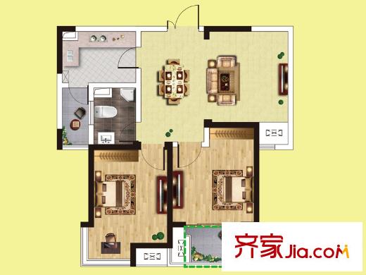 九龍灣樹人園E戶型 2室2廳1衛(wèi)1廚