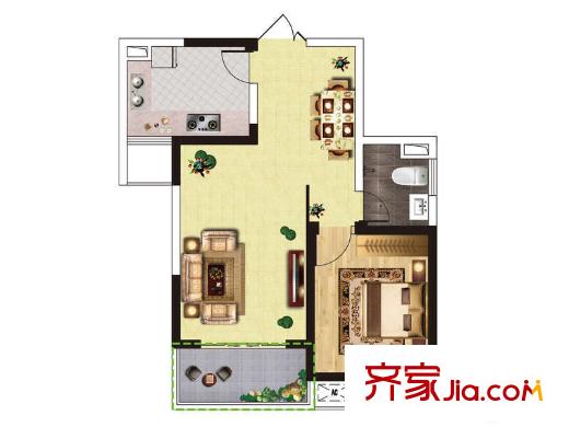 九龍灣樹人園g2戶型 1室2廳1衛(wèi)1廚