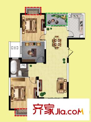 九龍灣樹人園C2戶型 3室2廳1衛(wèi)1廚