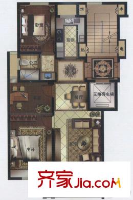 名門壹品W戶型 3室2廳1衛(wèi)1廚