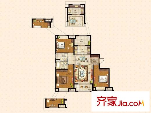 萬科金域華府六戶型 3室2廳2衛(wèi)1廚