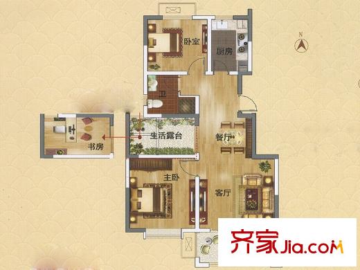 金水灣D戶型 2室2廳1衛(wèi)1廚