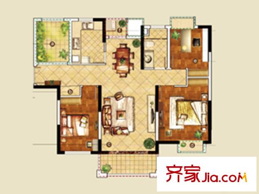 東方曼哈頓Ba-3戶(hù)型 3室2廳1衛(wèi)1廚