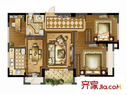 靜安陽光花都G-03戶型 3室2廳1衛(wèi)1廚