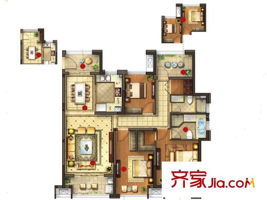 金地酩悅D戶型 4室2廳2衛(wèi)1廚