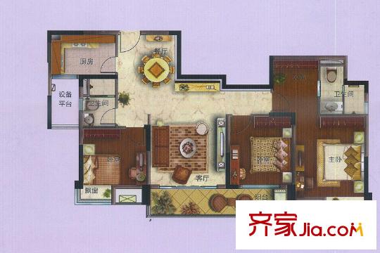 儀征碧桂園J475-E戶型 3室2廳2衛(wèi)1廚