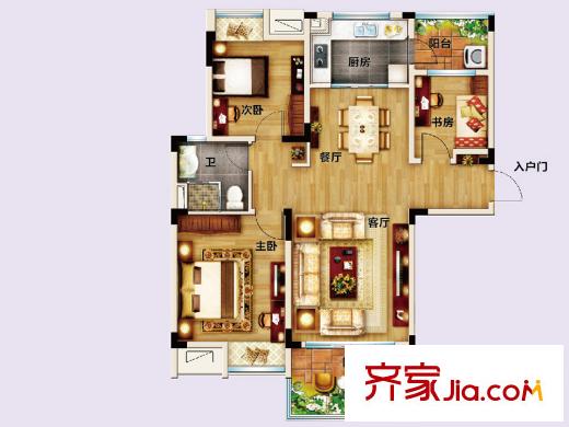 儀征碧桂園J472T-C戶型 3室2廳1衛(wèi)1廚